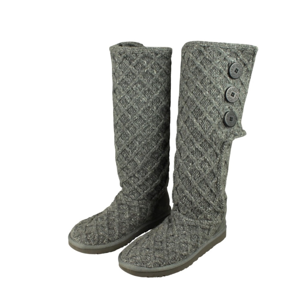 UGG Lattice Cardy Cuffable Knit Winter Boots Womens Size 7 Gray EUC